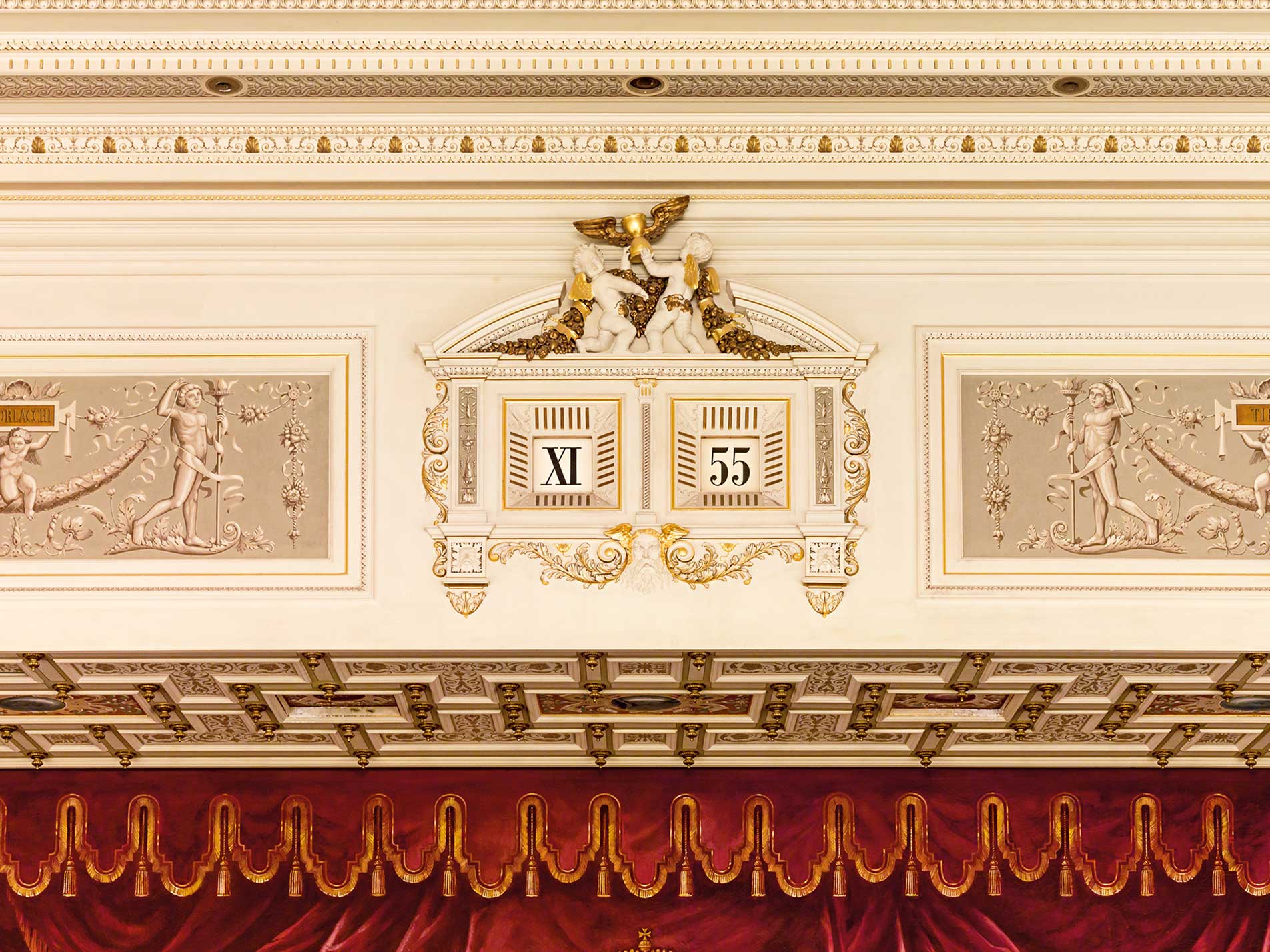 The five minute digital display clock above the stage at the Dresden Opera House for A Collected Man Lonodn