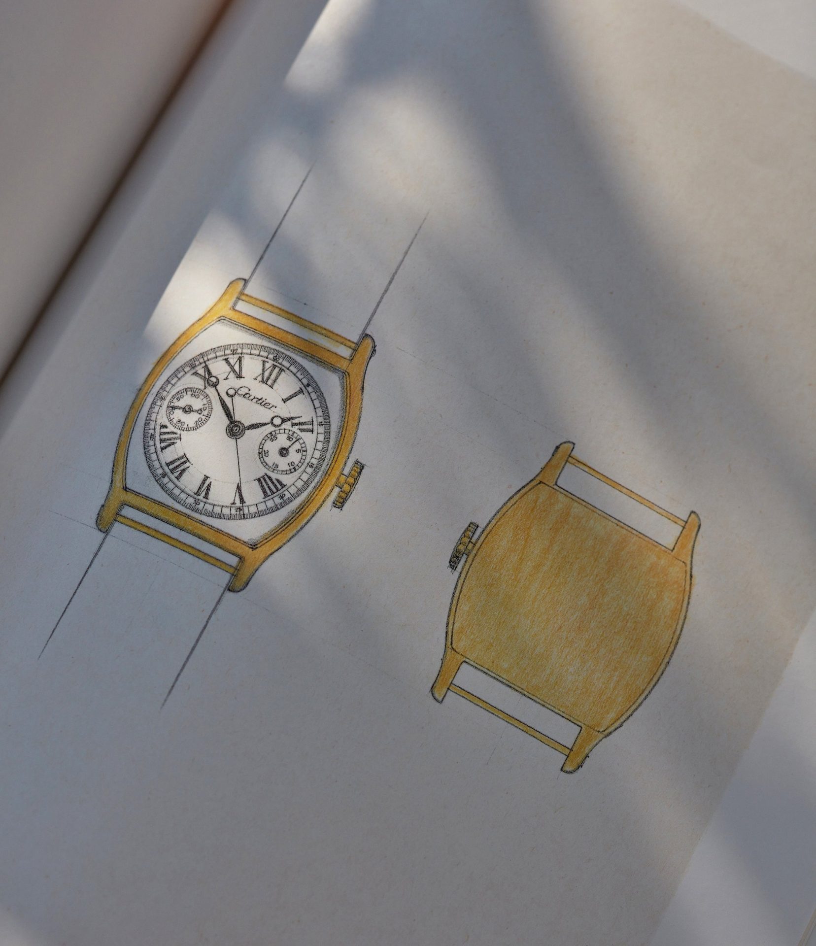 Cartier CPCP Tortue Monopoussoir watch Design sketch In A Collector’s Guide to the “Collection Privée Cartier Paris” for A Collected Man London
