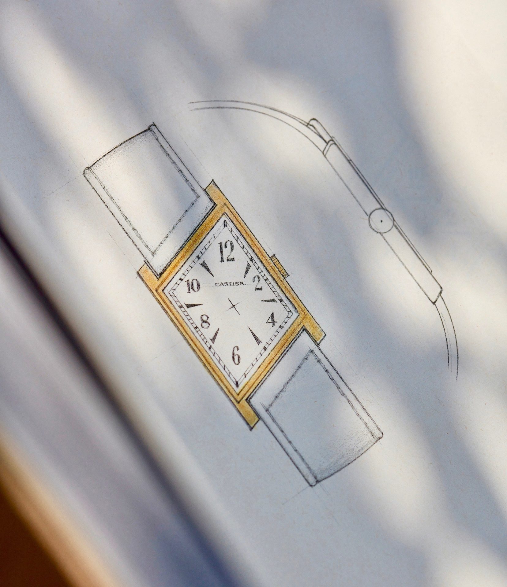 Cartier CPCP Tank Asymétrique watch design sketch In A Collector’s Guide to the “Collection Privée Cartier Paris” for A Collected Man London