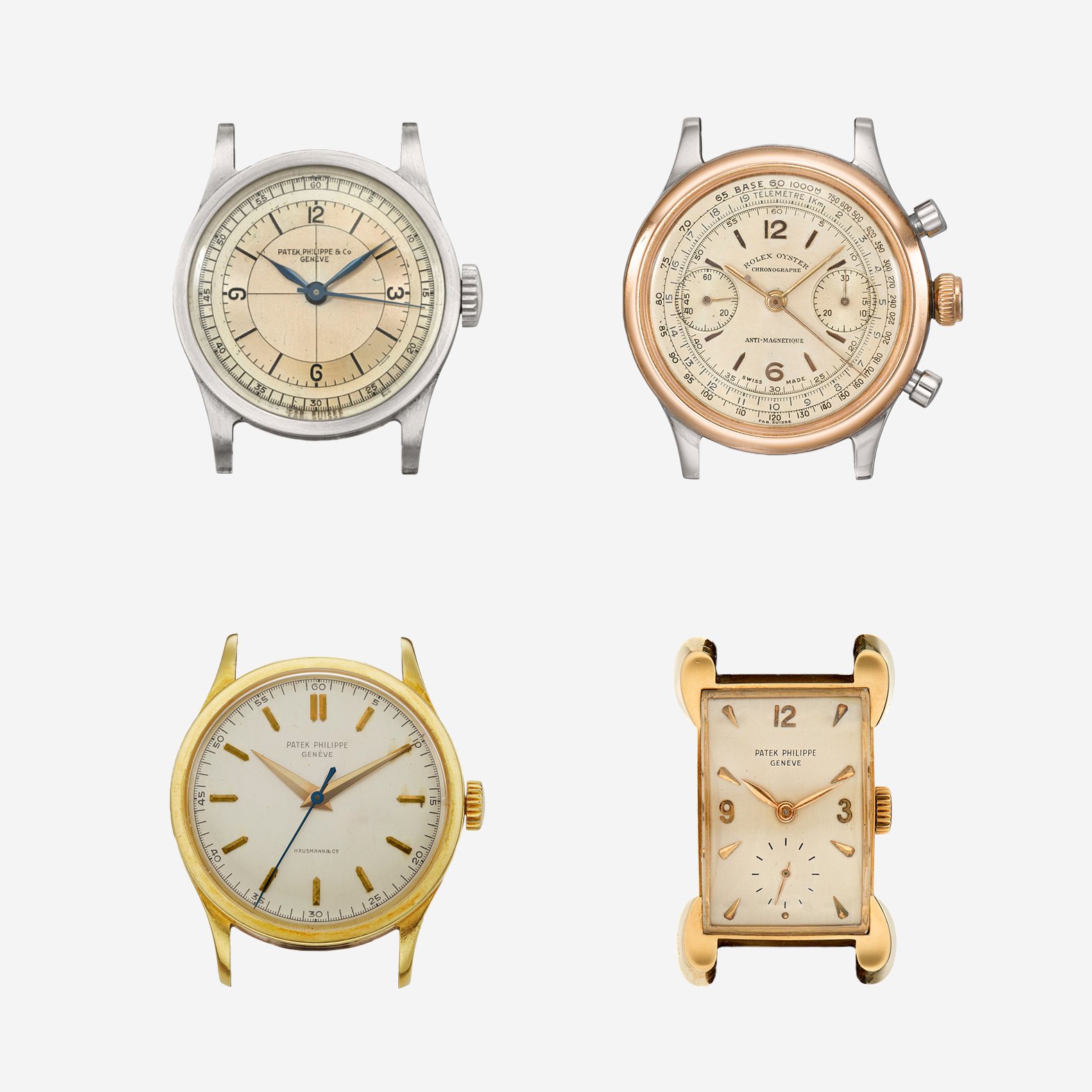 Grid of 4 watches owned by Andy Warhol in Understanding Andy Warhol as a collector for A Collected Man