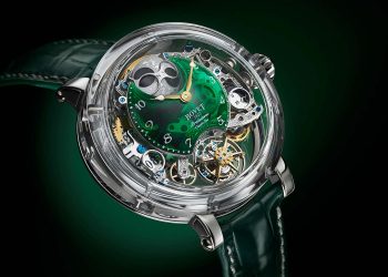 Daring to be transparent means you’ve got nothing to hide: The House of Bovet presents the Récital 26 Brainstorm® Chapter One, sapphire “writing slope” case in green quartz dial