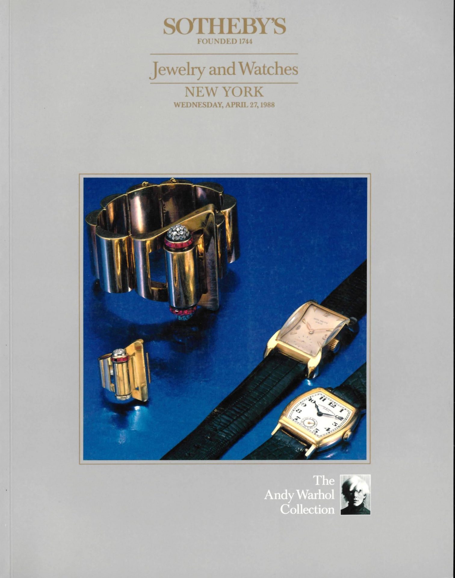 Auction catalogue covers in Understanding Andy Warhol as a collector for A Collected Man